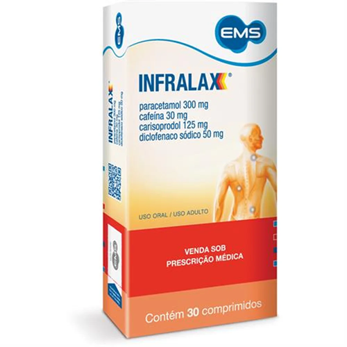 Infralax Paracetamol 300mg + Cafeína 30mg + Carisoprodol 125mg + Diclofenaco Sódico 50mg 30cp